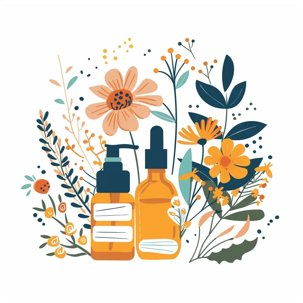 Organic skincare line logo with blooming flowers and herbal elements - Image 1