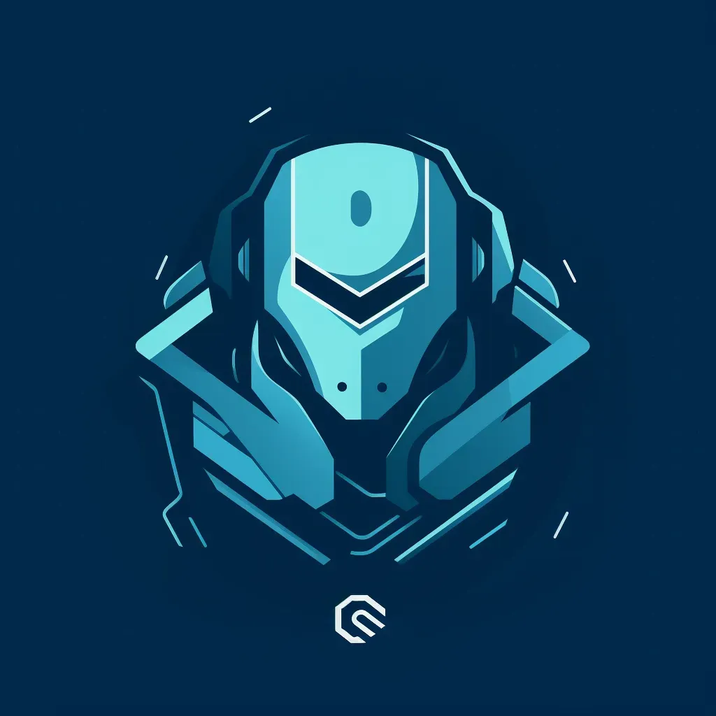 Futuristic and dynamic logo design with robot icon in blue and silver colors - Image 1