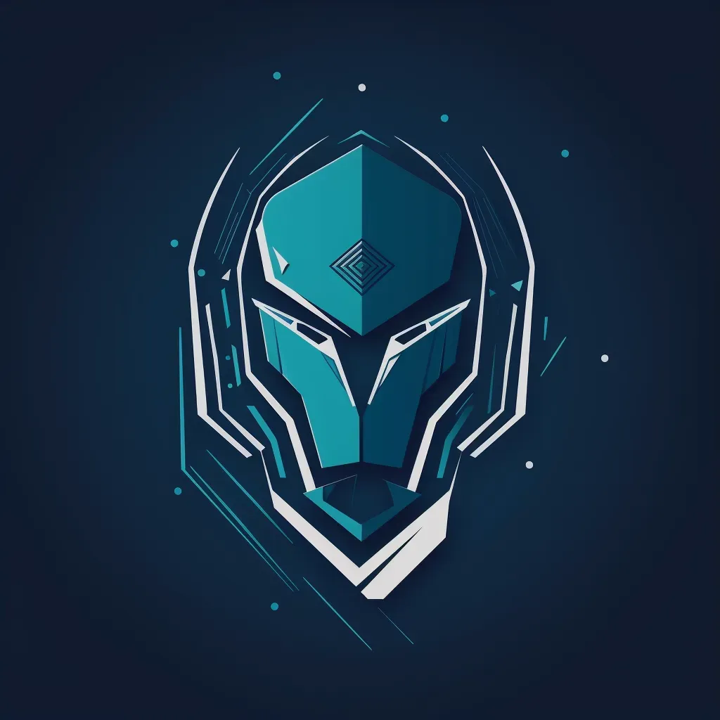 Futuristic and dynamic logo design with robot icon in blue and silver colors - Image 2