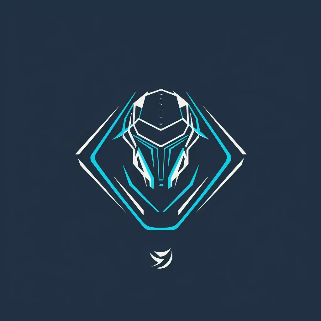 Futuristic and dynamic logo design with robot icon in blue and silver colors - Image 3