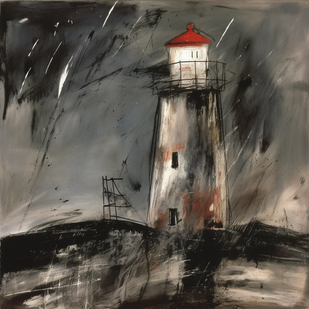 Image of a lighthouse guiding ships through a stormy night, symbolizing navigation - Image 1