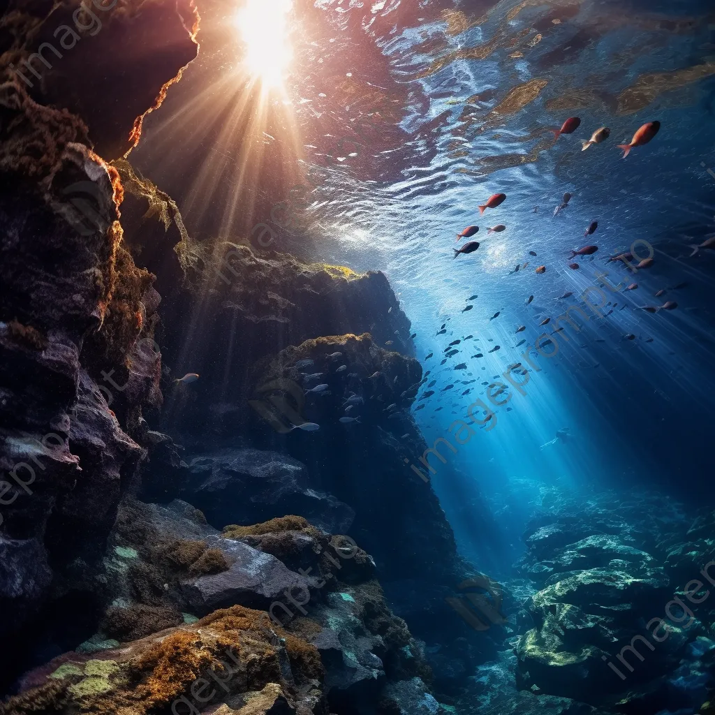 Underwater cliff with schools of fish - Image 1