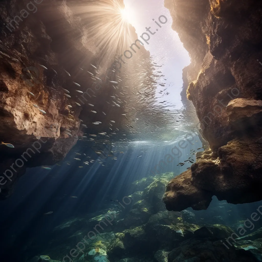 Underwater cliff with schools of fish - Image 2