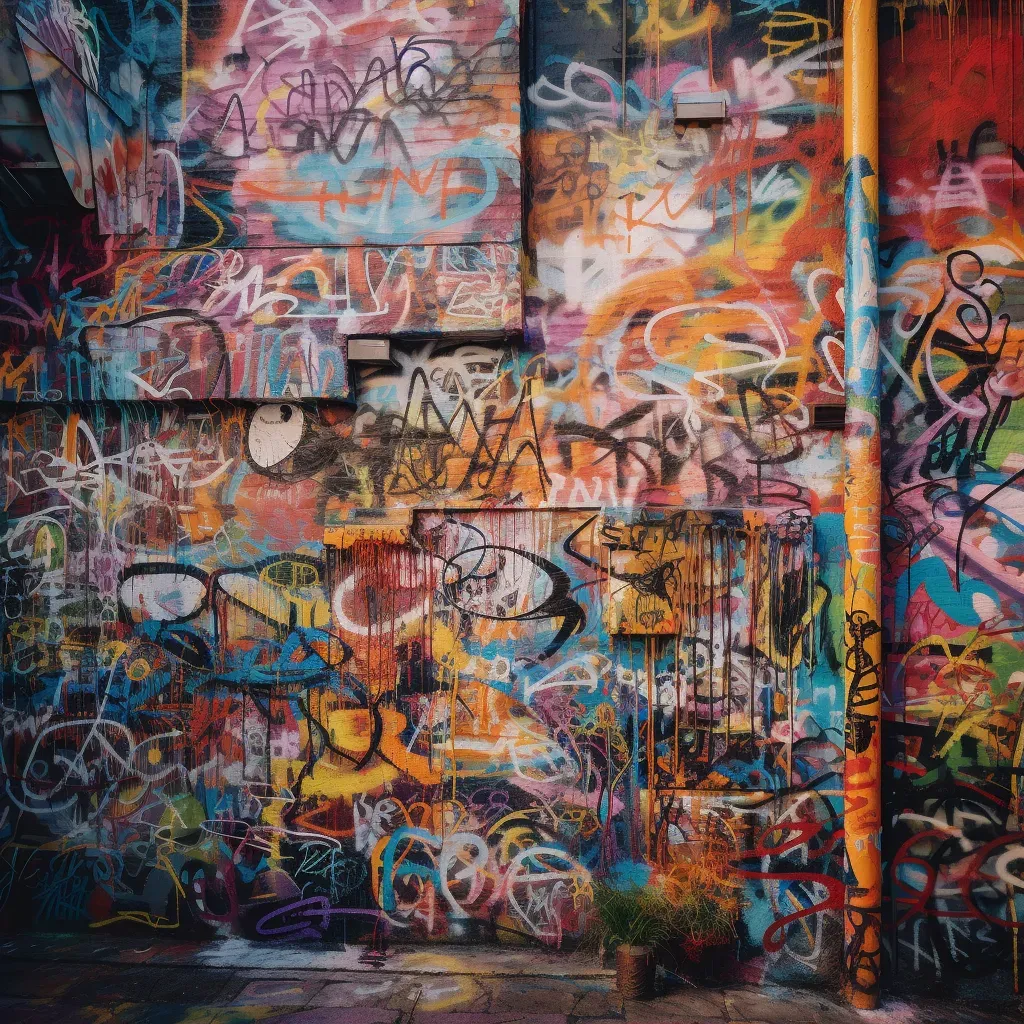 Vibrant urban wall graffiti layers - Image 1