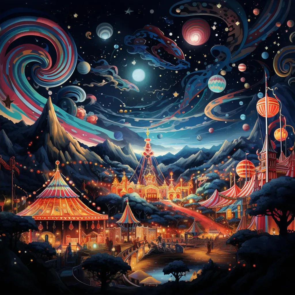 Carnival lights glowing in dark nocturnal landscape - Image 2