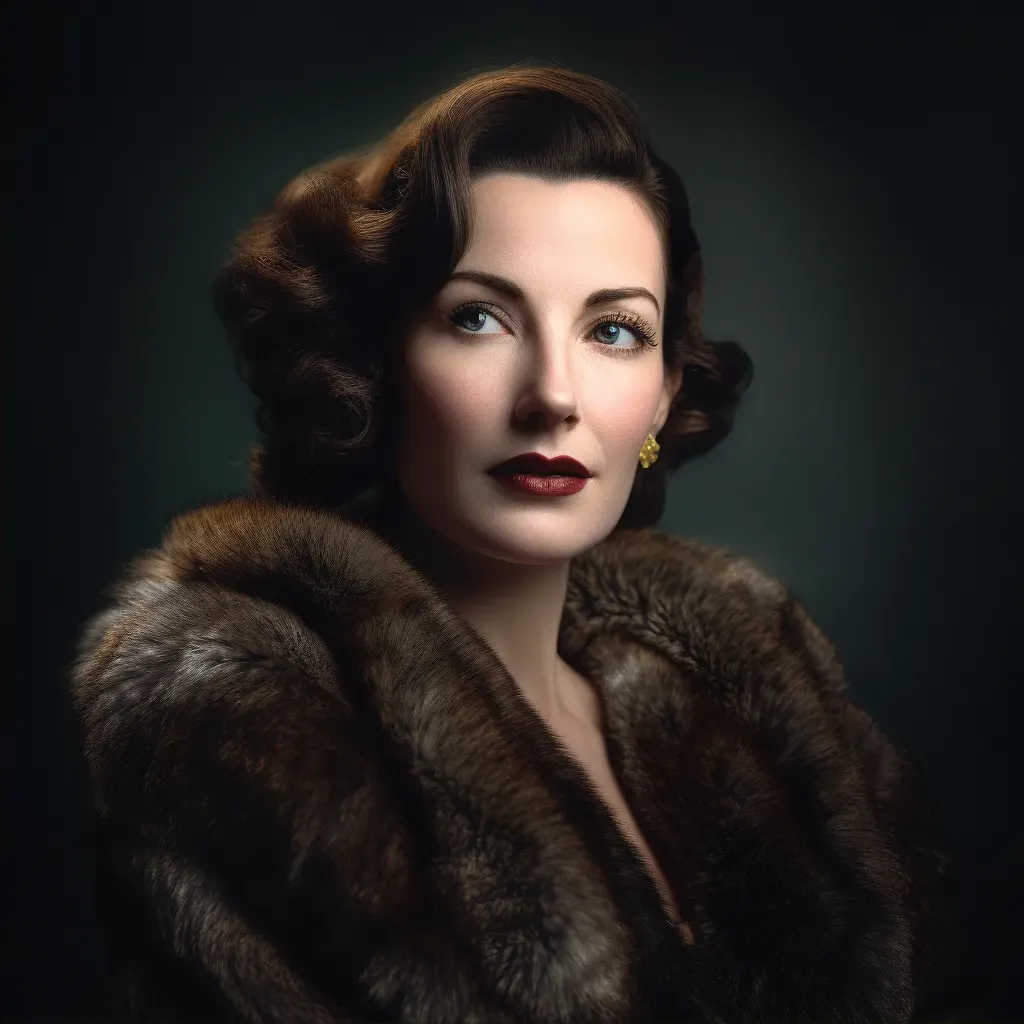 Portrait of a woman in 1940s Hollywood glamour style with soft lighting and fur stole - Image 2