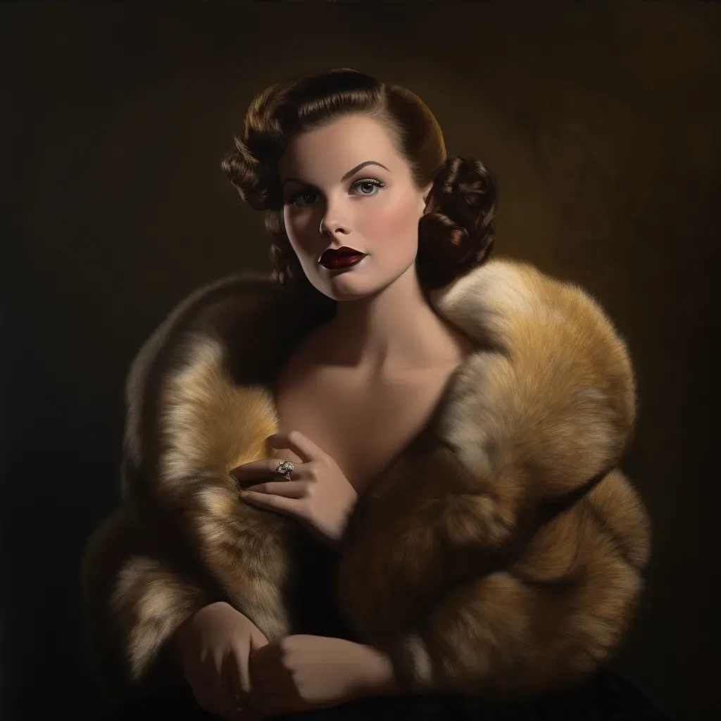 Portrait of a woman in 1940s Hollywood glamour style with soft lighting and fur stole - Image 4