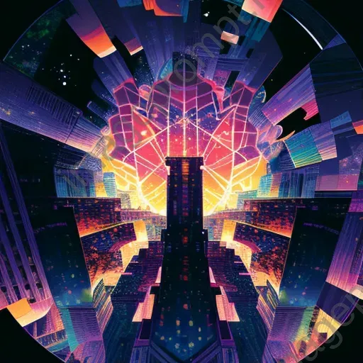 City skyline at dusk with reflecting colors - Image 1