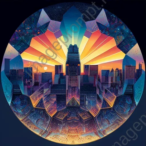 City skyline at dusk with reflecting colors - Image 3