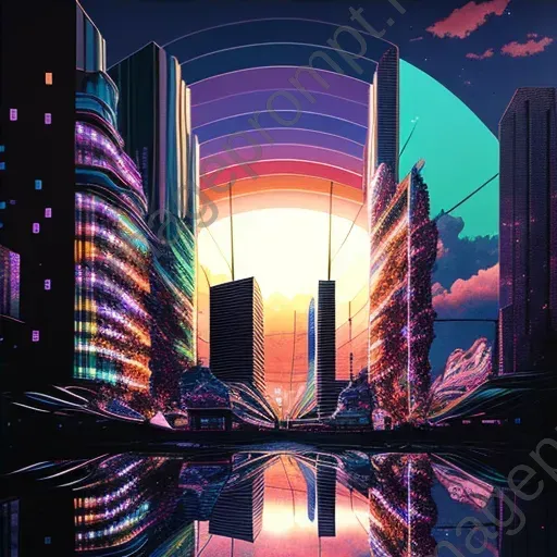 City skyline at dusk with reflecting colors - Image 4