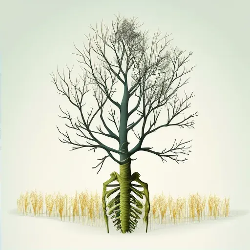 Skeletal tree with green leaf in winter - Image 2