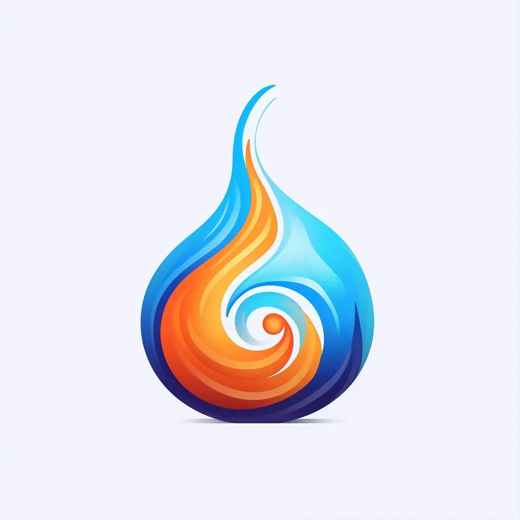 Artistic and abstract logo design with molten glass icon in blue and orange colors - Image 1