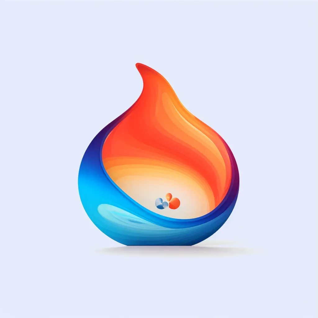 Artistic and abstract logo design with molten glass icon in blue and orange colors - Image 3