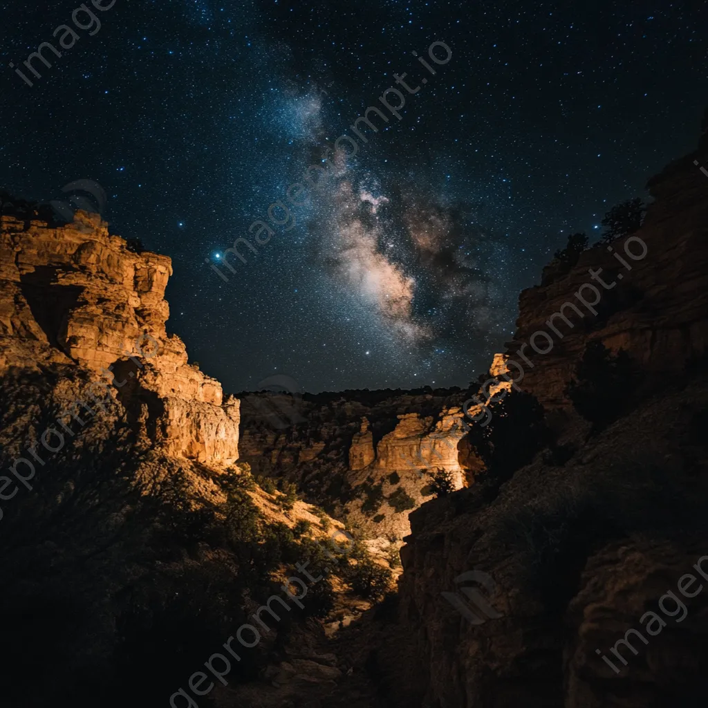 Canyon view at night under the Milky Way - Image 1