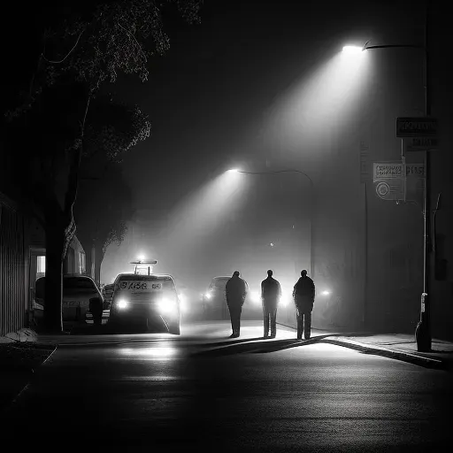 Illustration of a crime scene investigation under harsh streetlamp light - Image 3