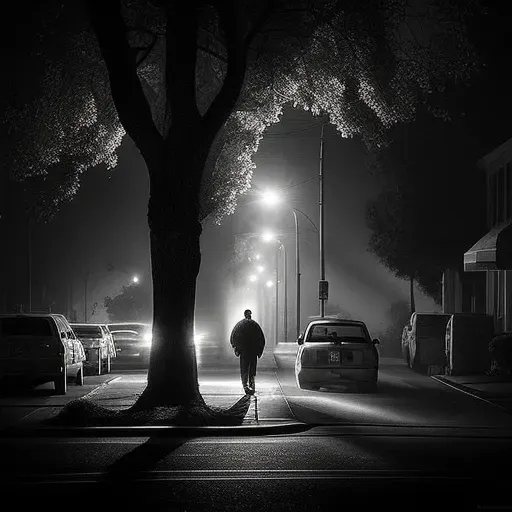 Illustration of a crime scene investigation under harsh streetlamp light - Image 4