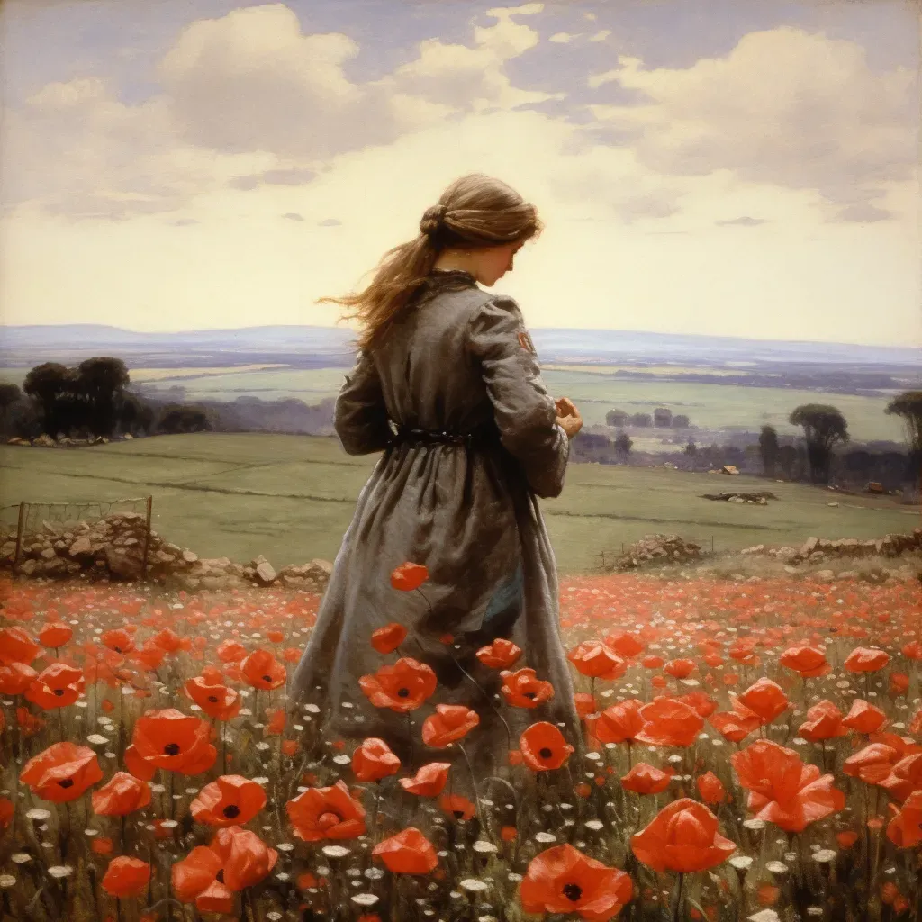 Field of blooming poppies on former battlefield symbolizing life - Image 1