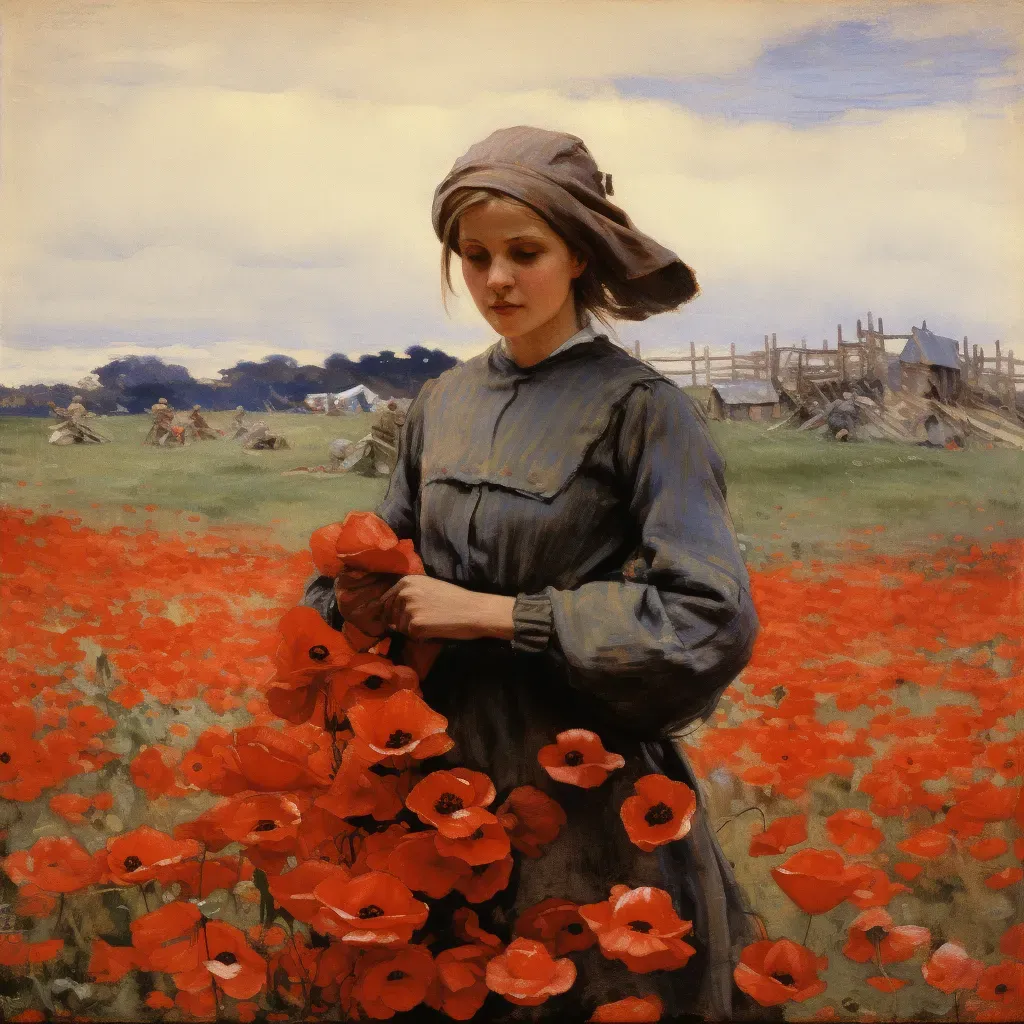 Field of blooming poppies on former battlefield symbolizing life - Image 2