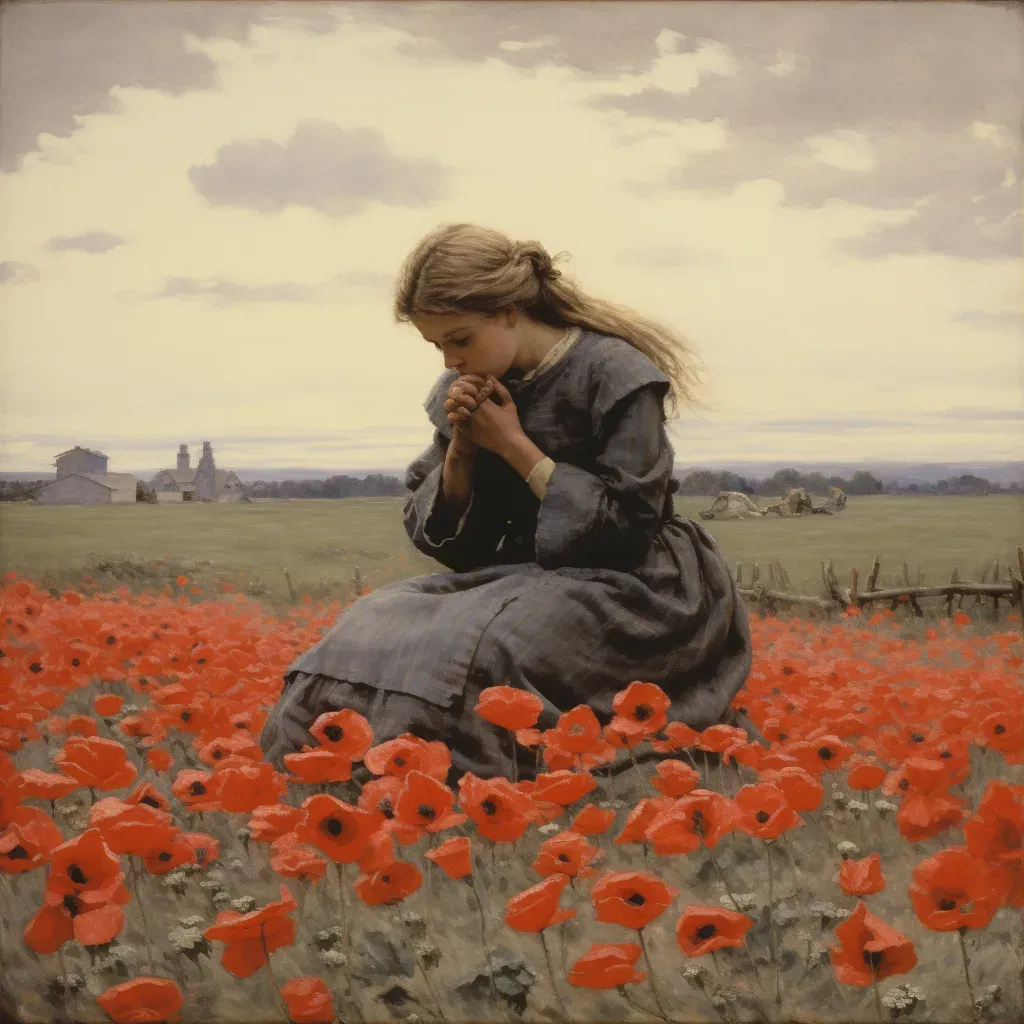 Field of blooming poppies on former battlefield symbolizing life - Image 3