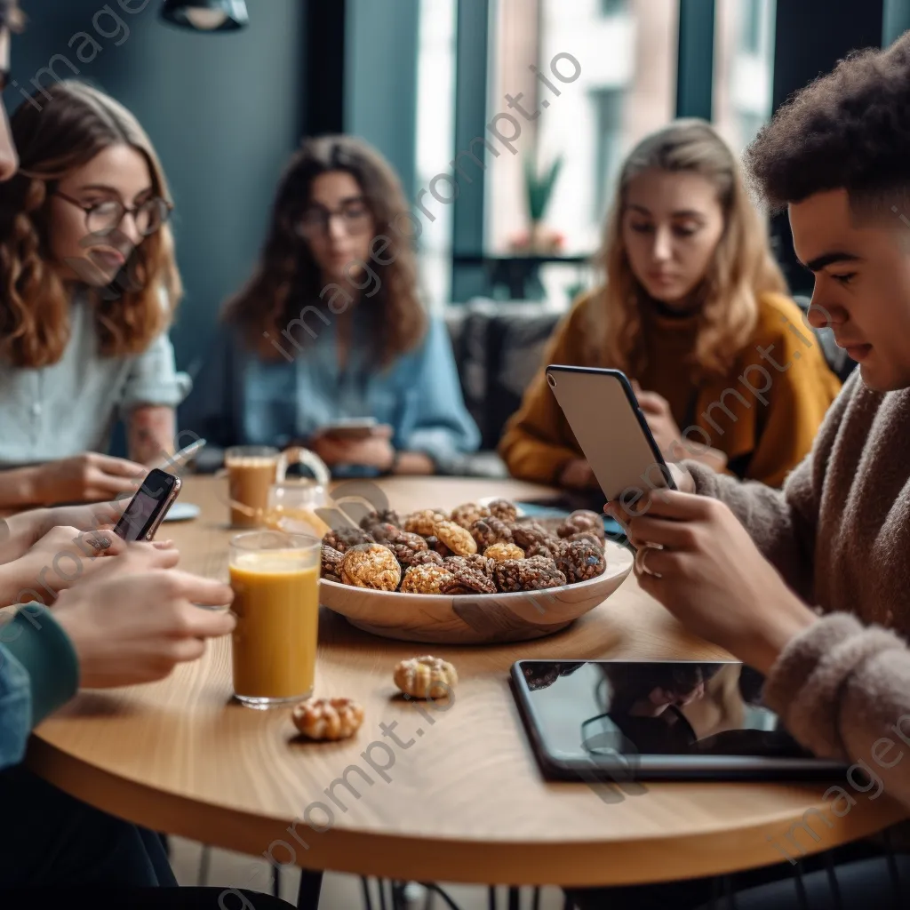 Students studying together with coffee in a vibrant café. - Image 3