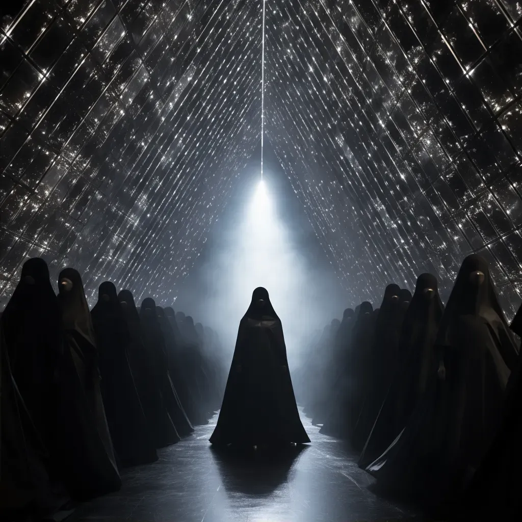 Luminous journey through star-studded tunnel with souls - Image 2