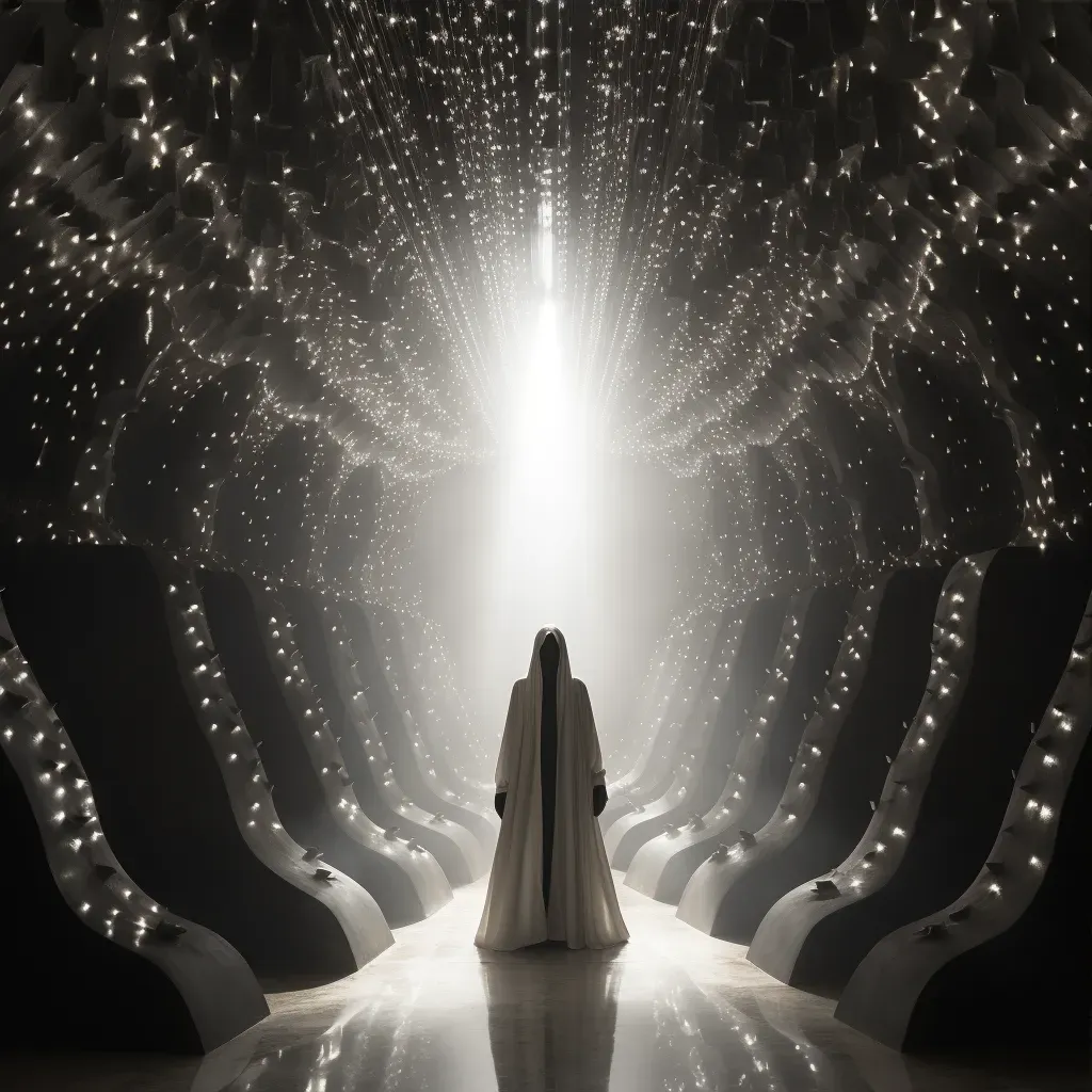 Luminous journey through star-studded tunnel with souls - Image 3