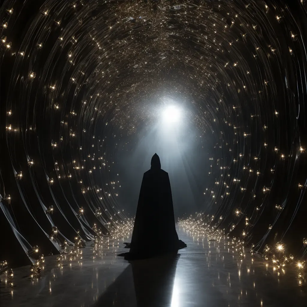 Luminous journey through star-studded tunnel with souls - Image 4