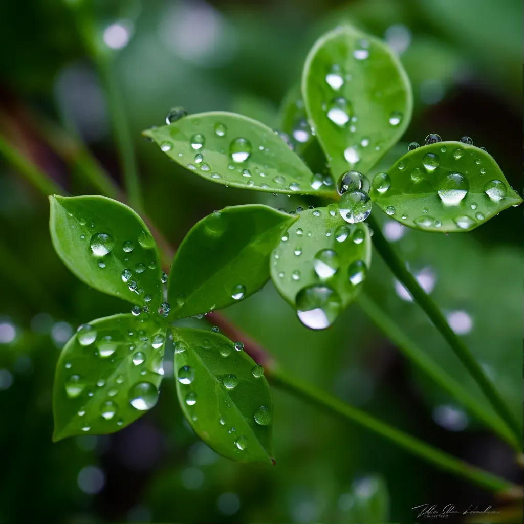 interconnected droplets on leaves - Image 1