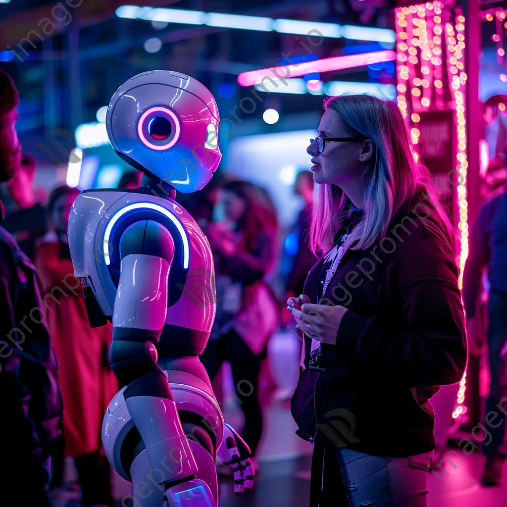 AI robot engaging with diverse attendees at a tech expo - Image 2