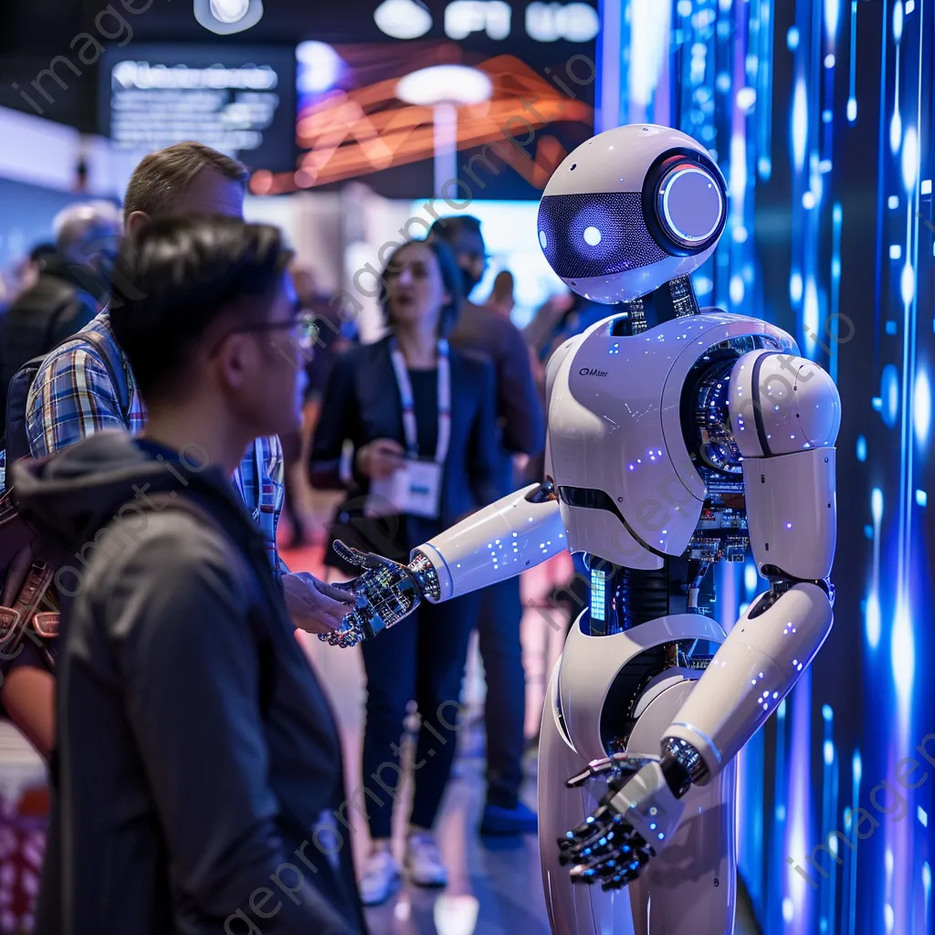 AI robot engaging with diverse attendees at a tech expo - Image 3