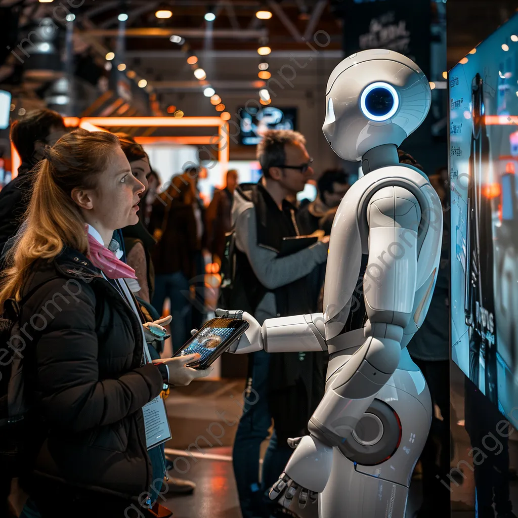 AI robot engaging with diverse attendees at a tech expo - Image 4