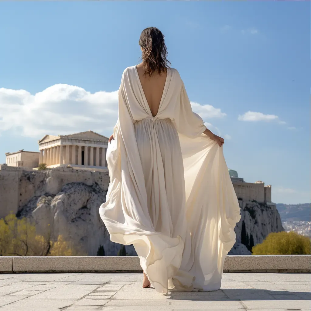 Greek traditional chiton robe at Acropolis - Image 3