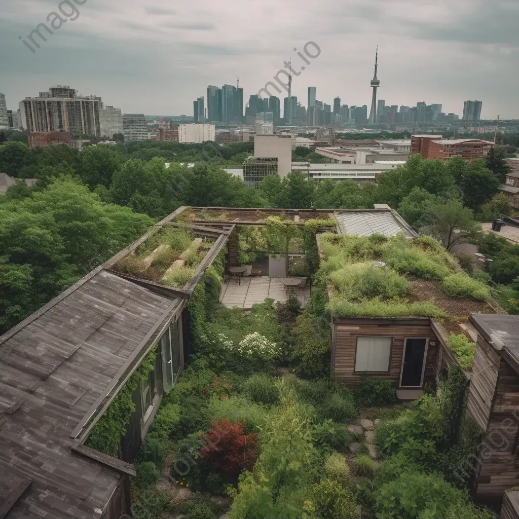 Urban rooftop garden with green plants - Image 2