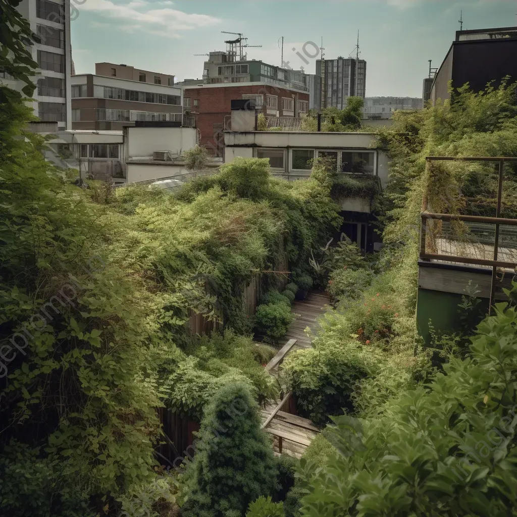 Urban rooftop garden with green plants - Image 3