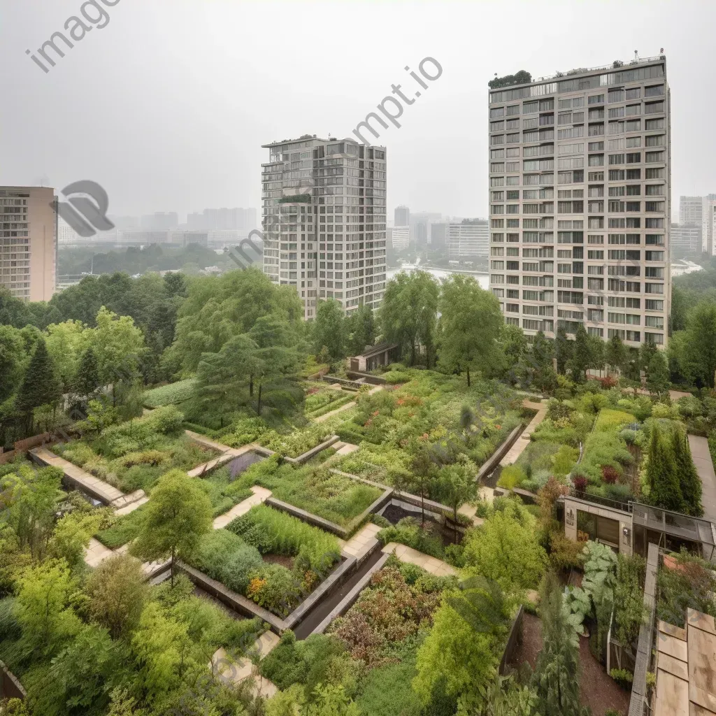 Urban rooftop garden with green plants - Image 4