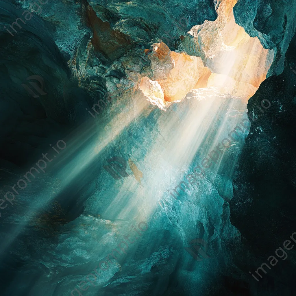 Cave with mineral deposits and light - Image 2