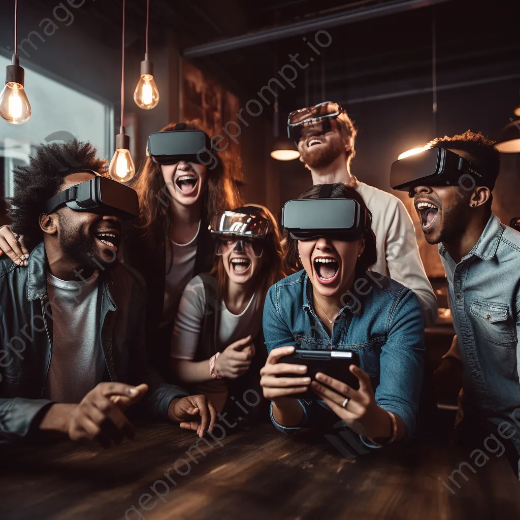 Group of friends enjoying a VR escape room experience. - Image 4