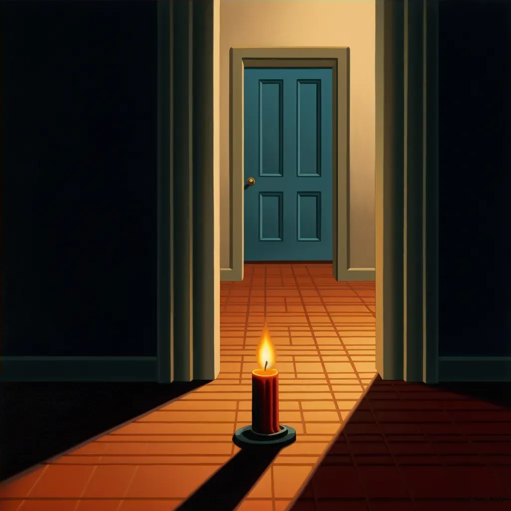 Single candle burning in an empty, dark room - Image 4