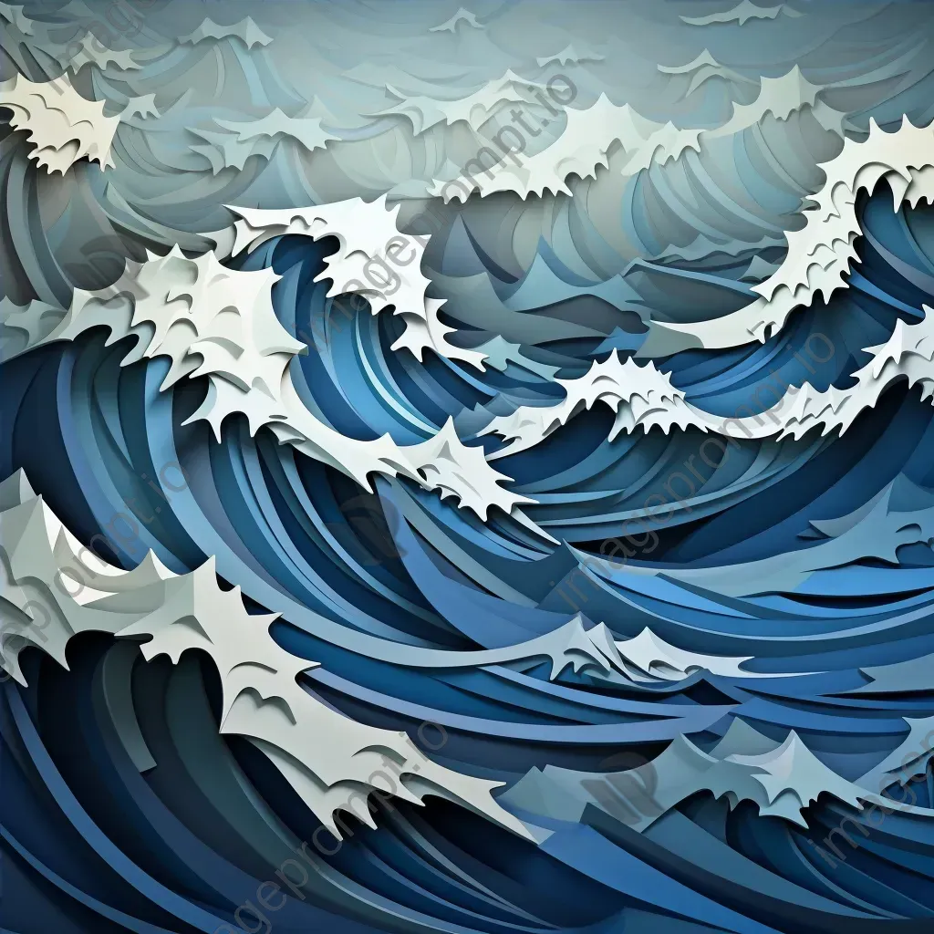 Low Poly stormy seascape in blue-grey color gradients - Image 4