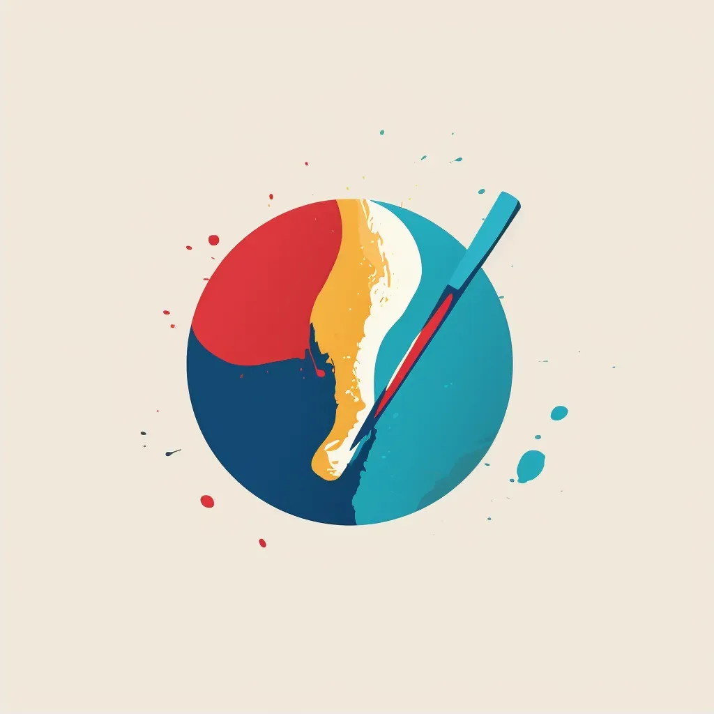 Abstract paintbrush logo design in blue, red, and yellow - Image 2