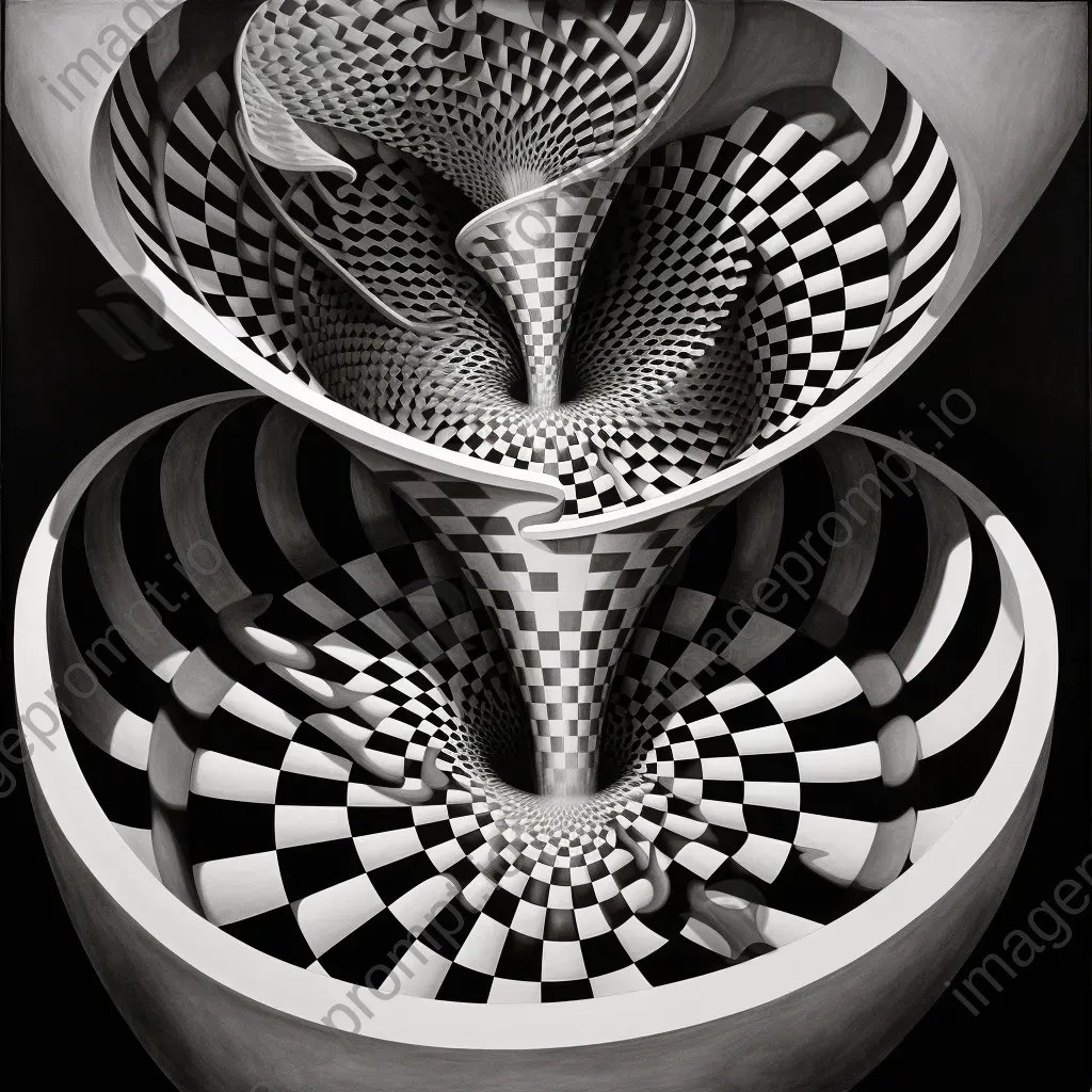 Depiction of an infinite staircase within a water droplet creating a spatial illusion - Image 3