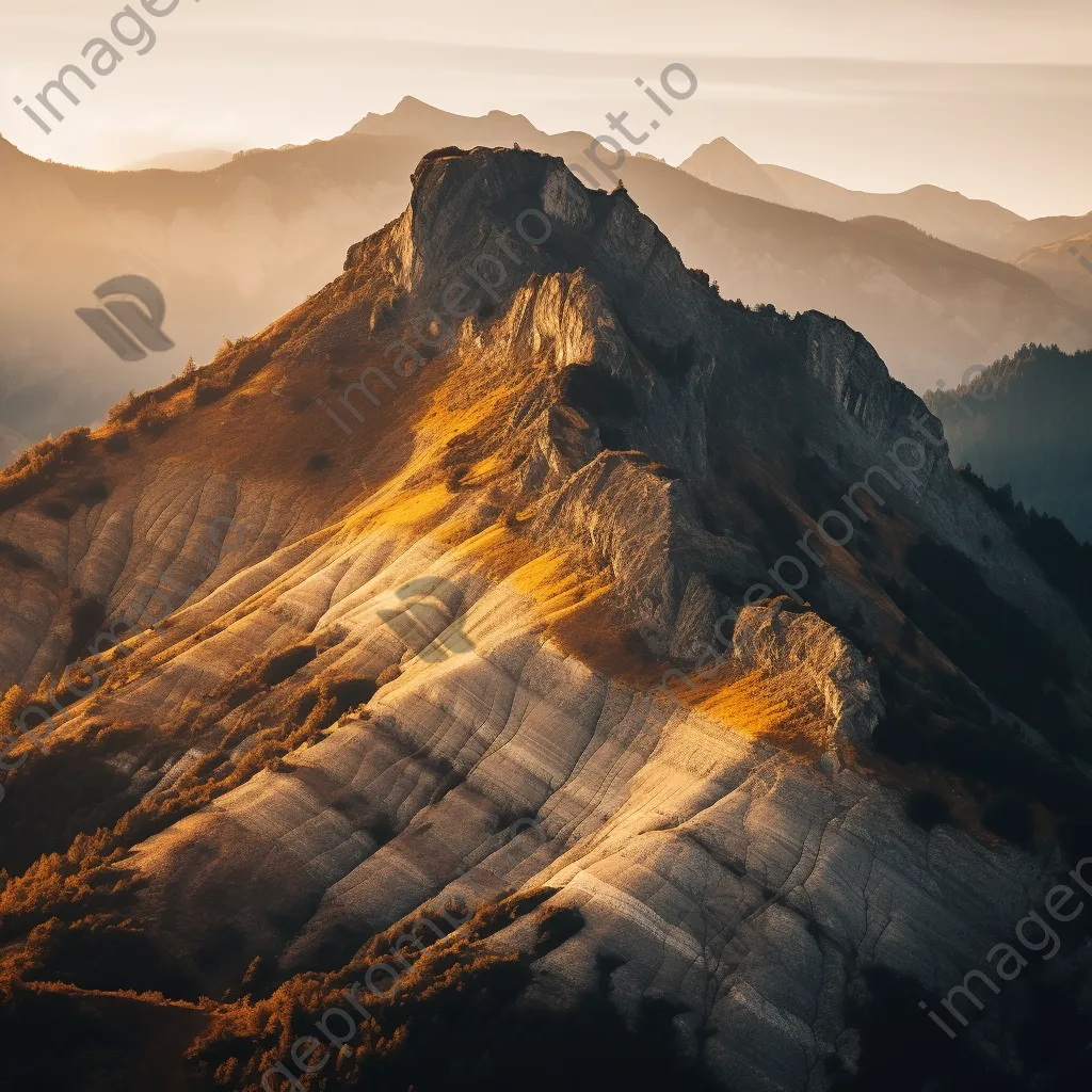 Sunrise over jagged mountain ridges with golden light - Image 2