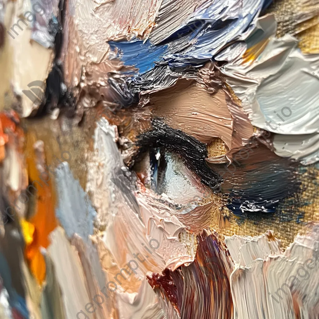 Close-up of thick oil paint strokes on a palette - Image 1