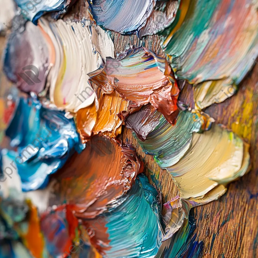 Close-up of thick oil paint strokes on a palette - Image 4