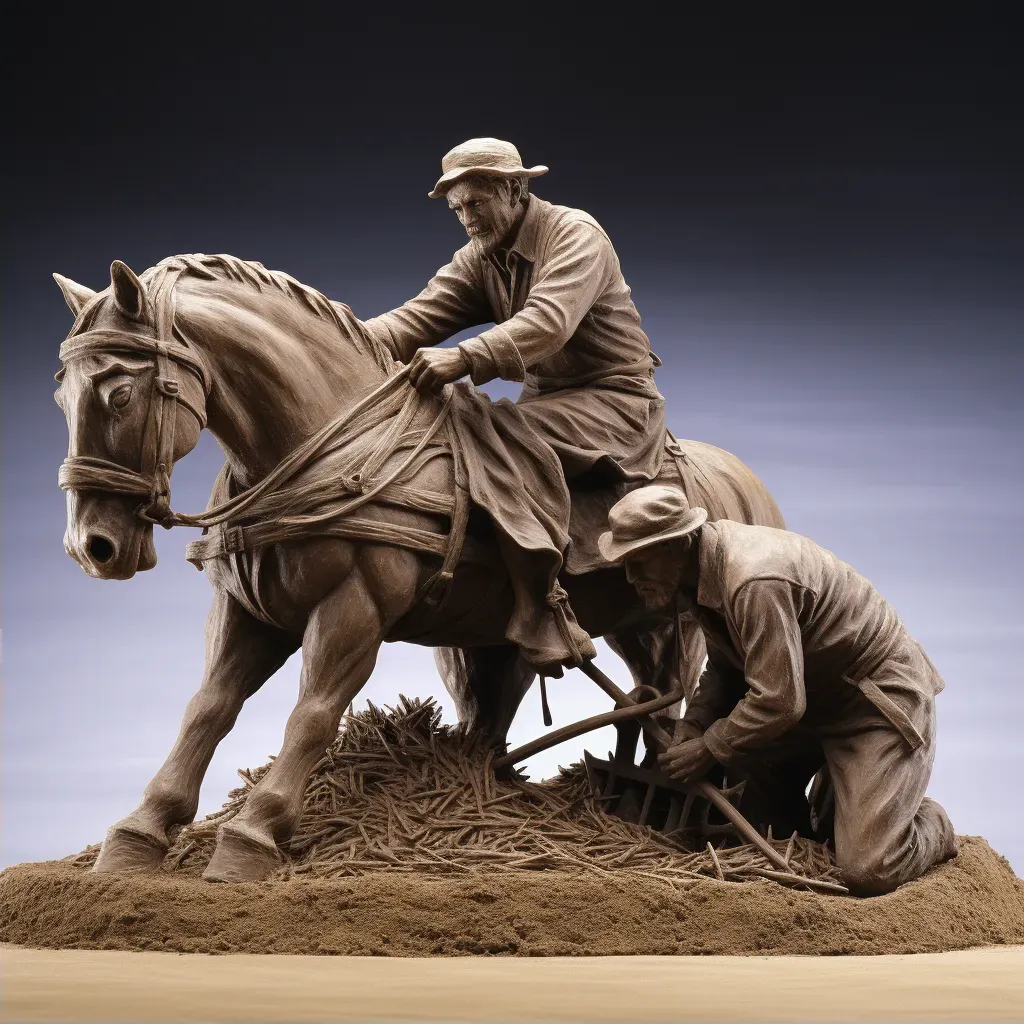 Farmer and horse plowing fields in preparation for planting - Image 2