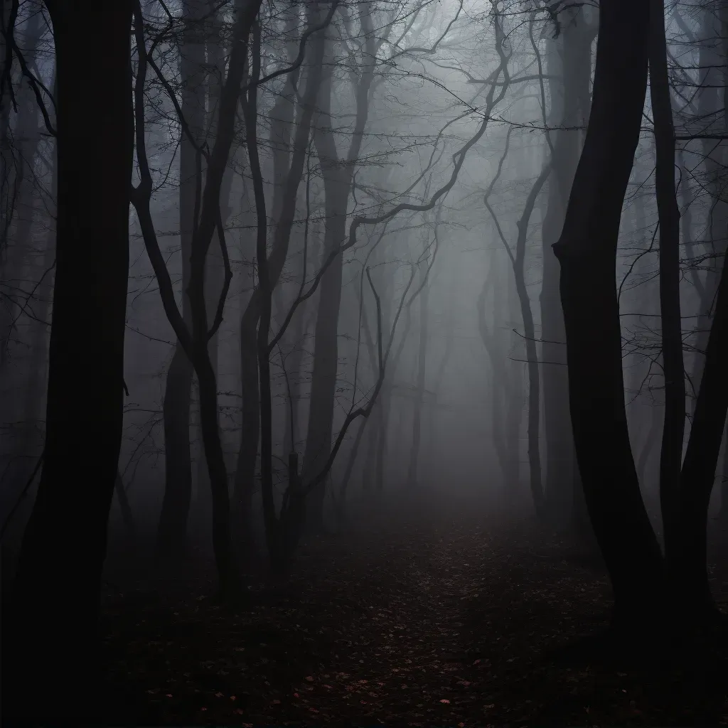 Mysterious foggy forest in black and white - Image 2