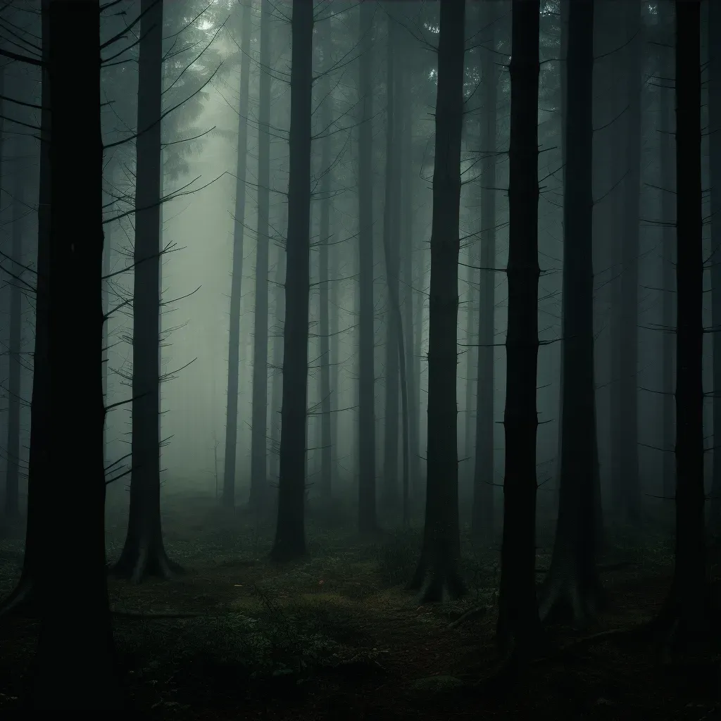 Mysterious foggy forest in black and white - Image 3