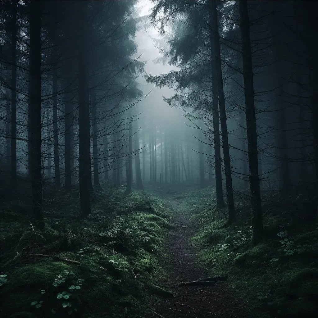 Mysterious foggy forest in black and white - Image 4