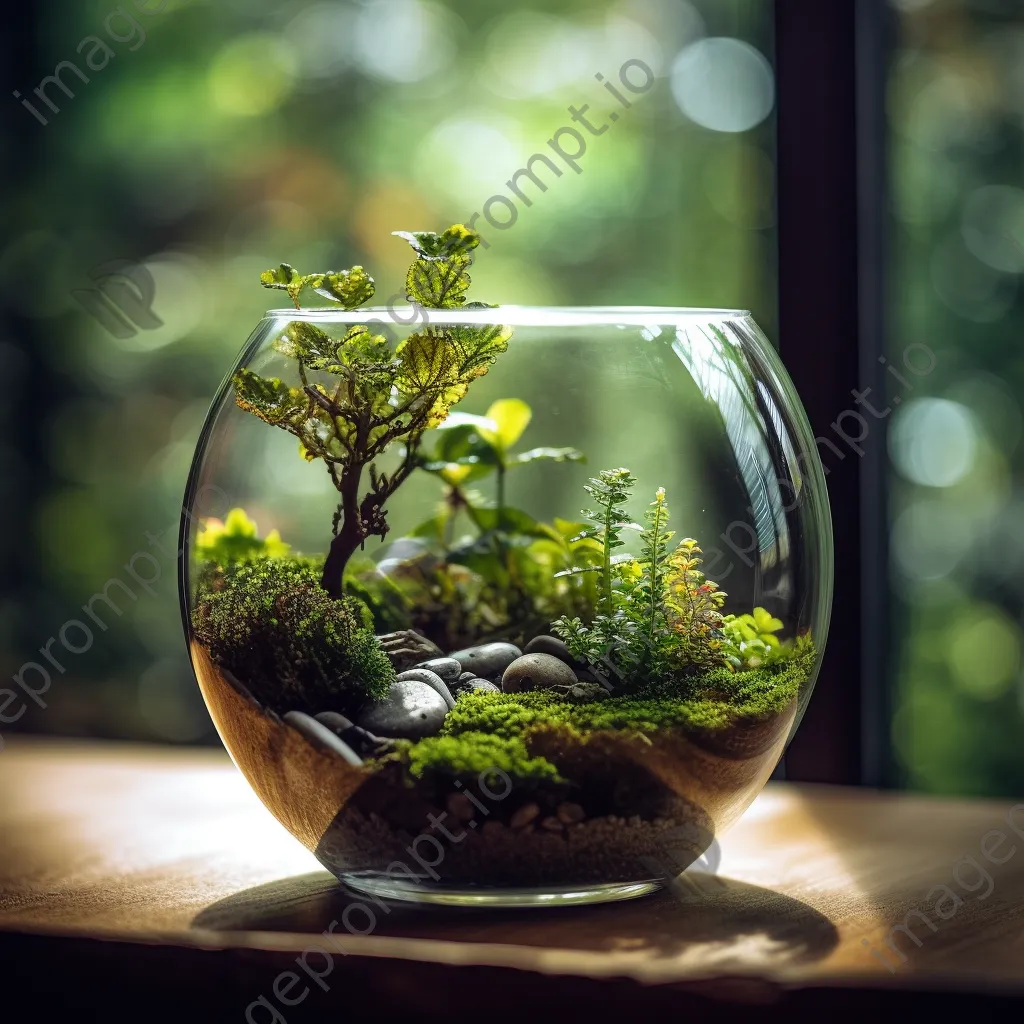 Empty glass terrarium with natural light - Image 1