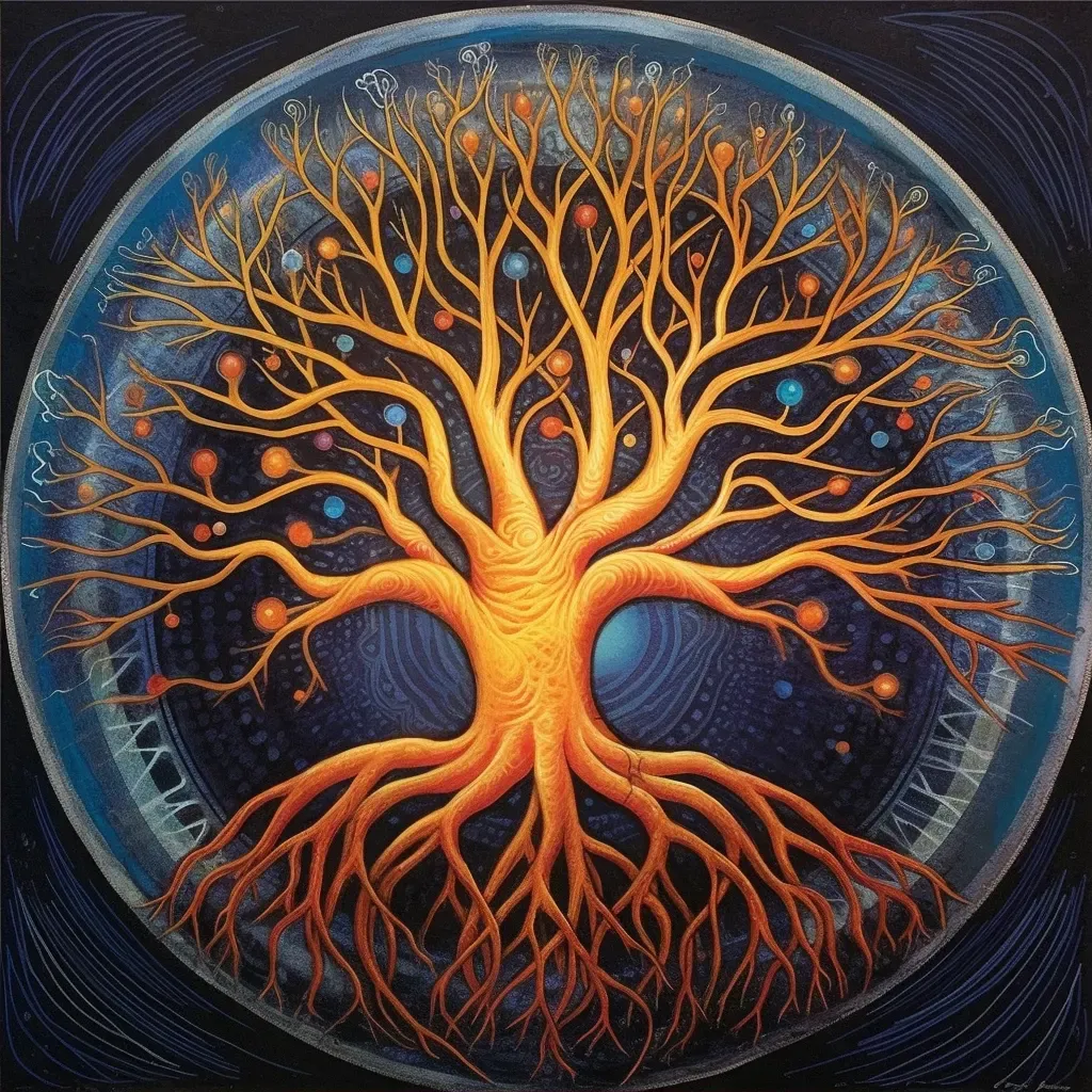 Image showing vibrant tree of life with roots in earth and branches reaching towards sun - Image 2